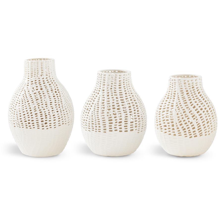White Ceramic Basket Vase