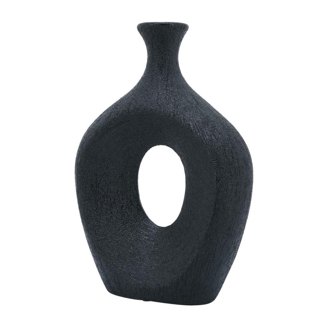 Black Oval Cut Vase