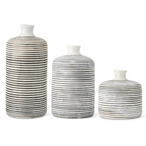 Crackle Gray Stripe Vase