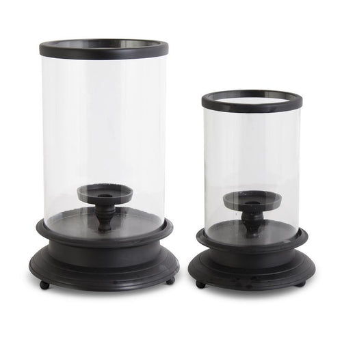 Black Base Glass Hurricane