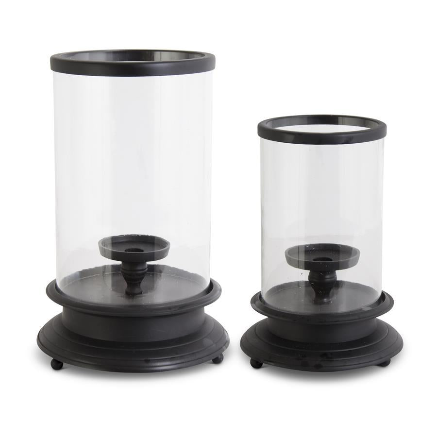 Black Base Glass Hurricane