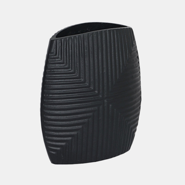 Metal Ribbed Vase