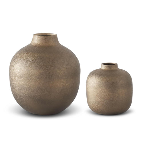 Crackled Brown Metal Vase