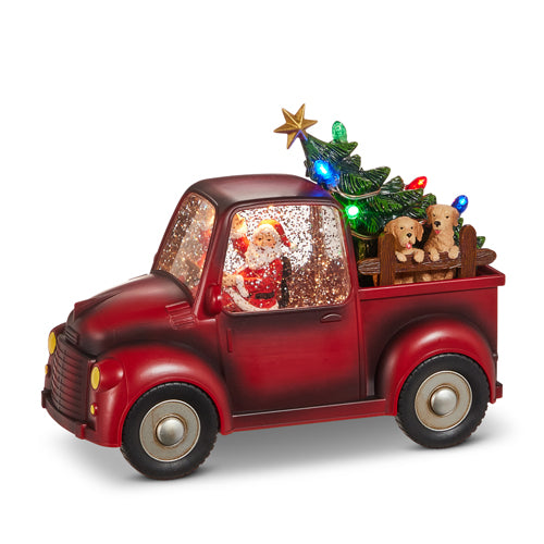 Santa Dogs in Truck Globe