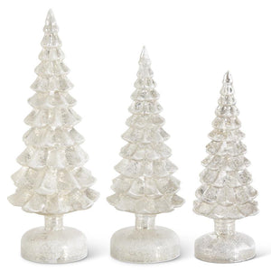 LED Silver Pedestal Tree Set