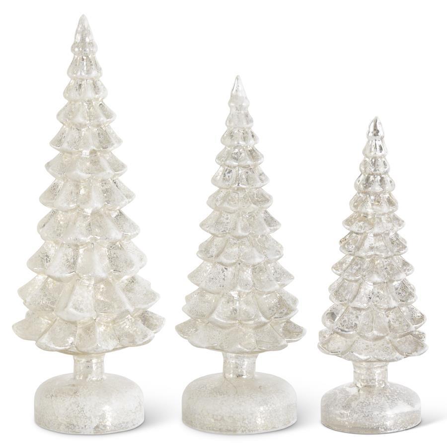 LED Silver Pedestal Tree Set
