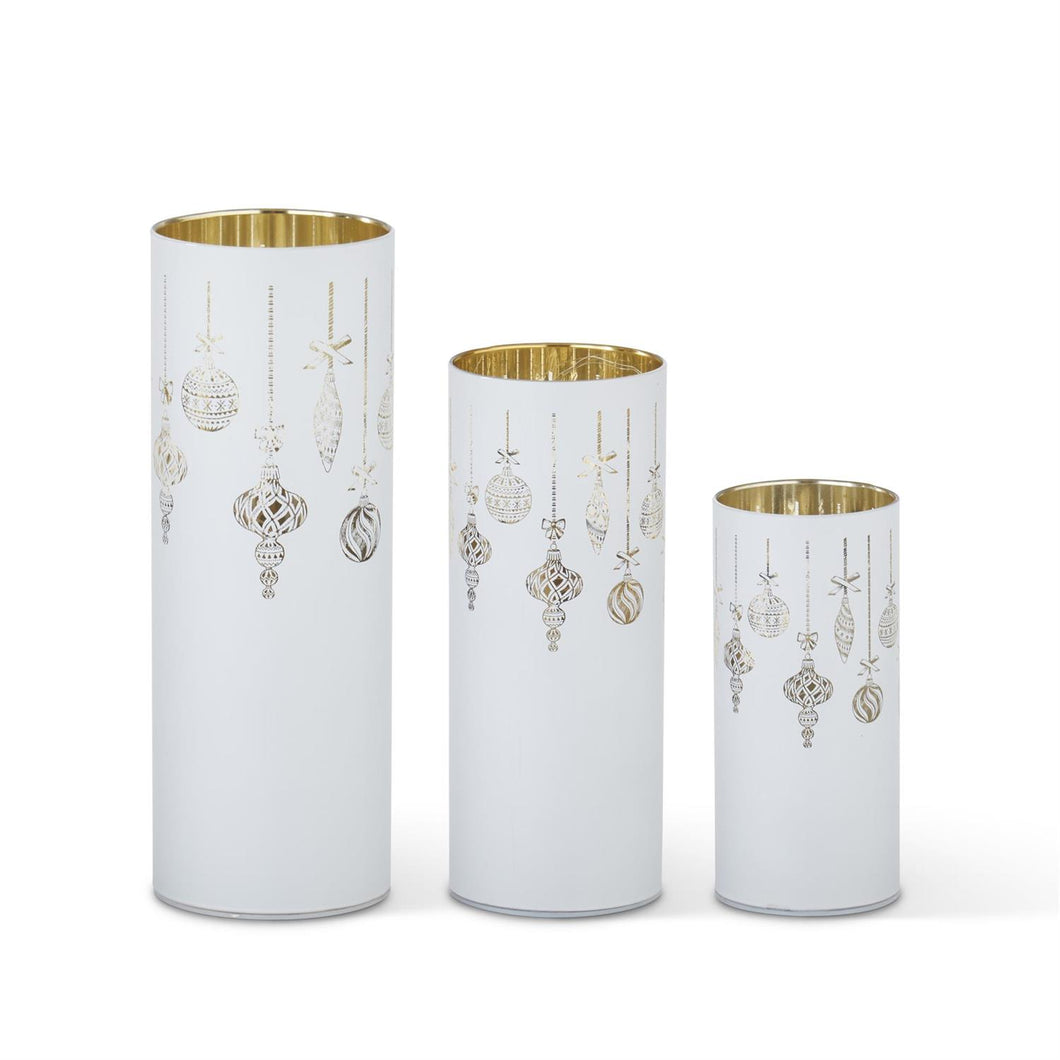White Ornament LED Cylinder