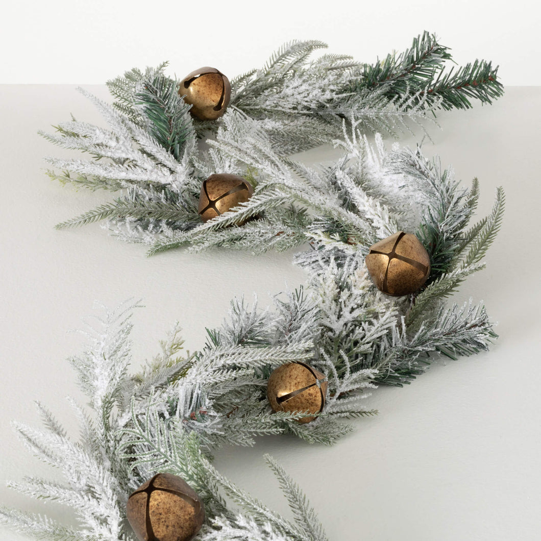 Flocked Pine Bell Garland
