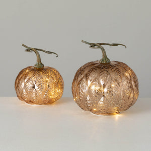 Gold Leaf Pattern LED Pumpkin
