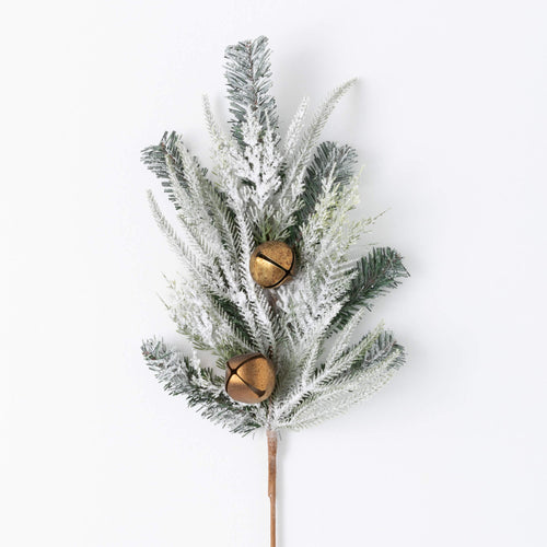 Flocked Pine Bell Spray