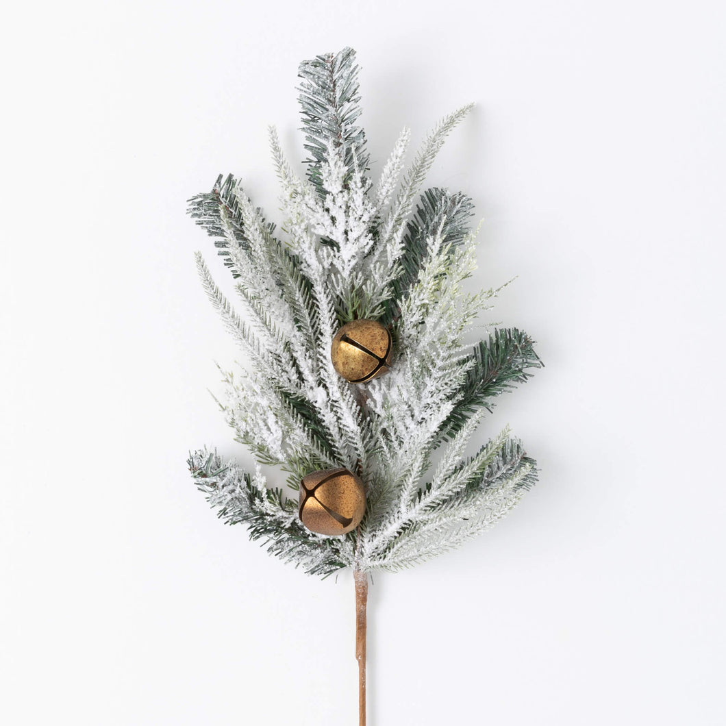 Flocked Pine Bell Spray