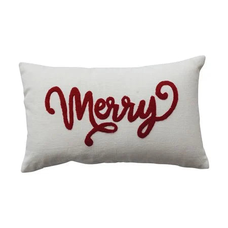 Embroidered Merry Pillow