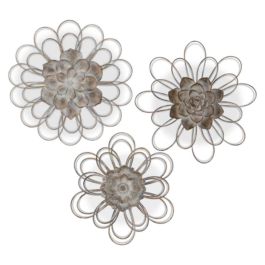 Gray Metal Wall Flower
