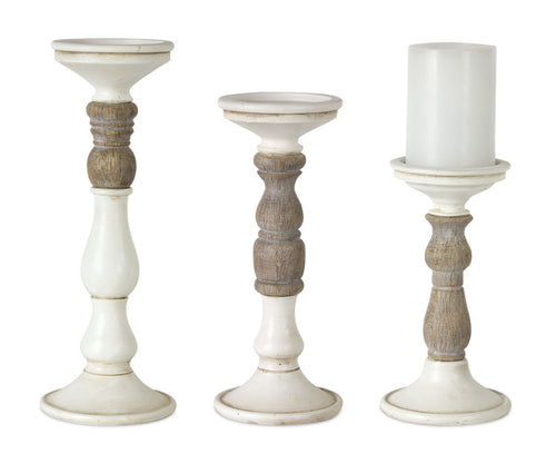 White & Wood Candle Set