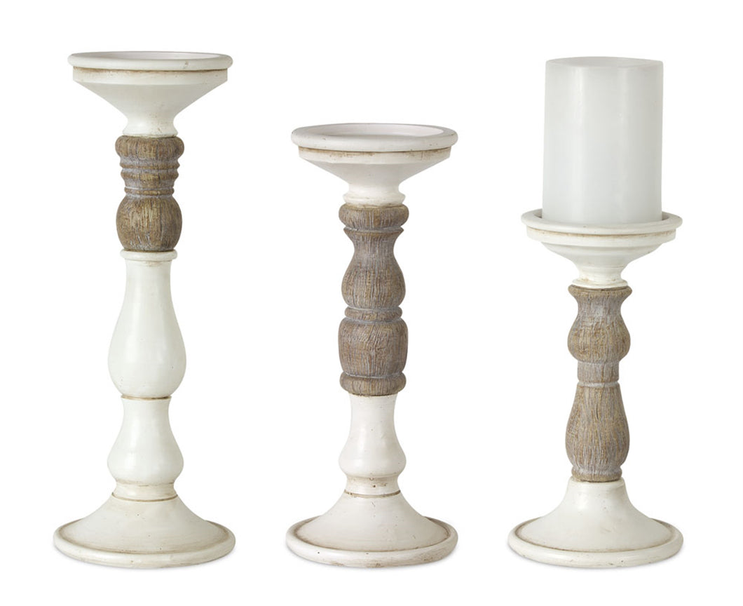 White & Wood Candle Set