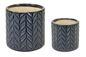 Blue Chevron Pot