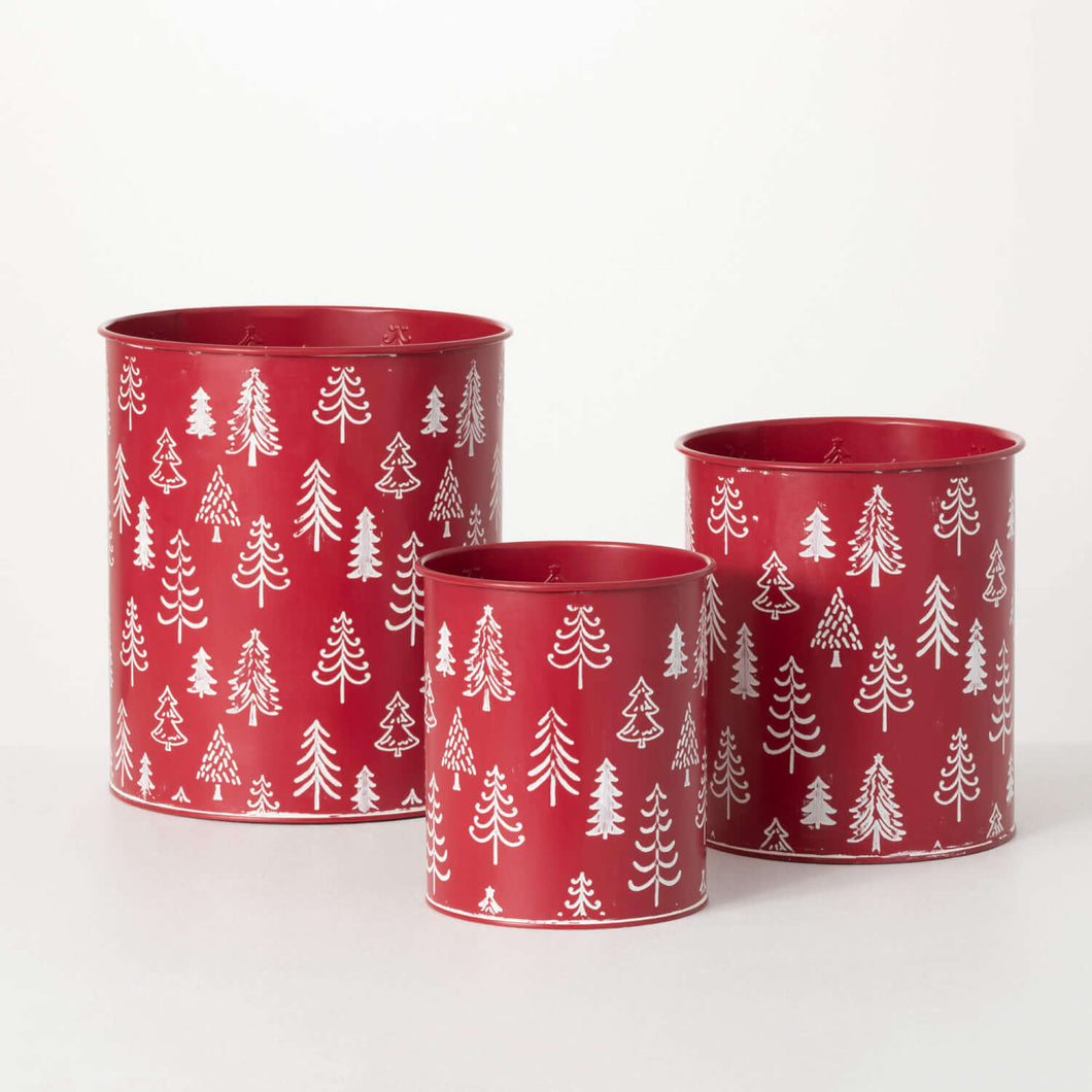 Red Metal Tree Container